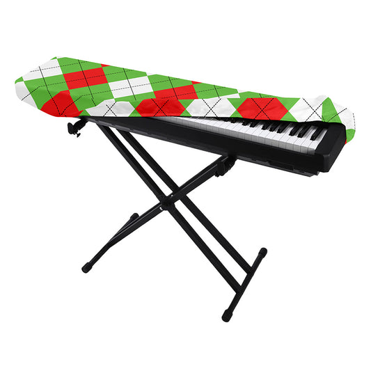 Red Green And White Argyle Pattern Print Piano Keyboard Cover