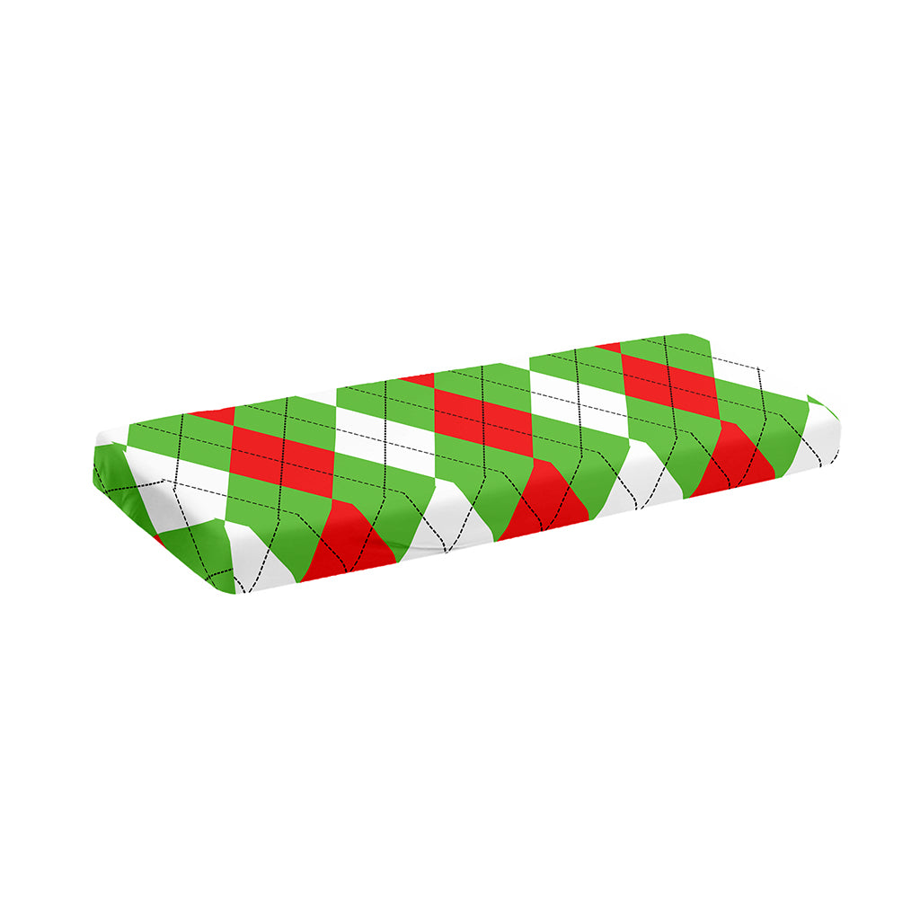Red Green And White Argyle Pattern Print Piano Keyboard Cover