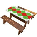 Red Green And White Argyle Pattern Print Picnic Table Cover