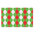 Red Green And White Argyle Pattern Print Polyester Doormat