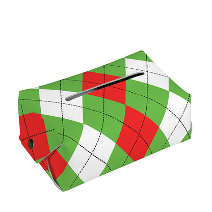 Red Green And White Argyle Pattern Print Rectangle Tissue Box Cover