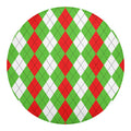 Red Green And White Argyle Pattern Print Round Blanket