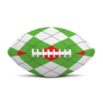 Red Green And White Argyle Pattern Print Rugby Ball