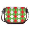 Red Green And White Argyle Pattern Print Saddle Bag