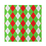 Red Green And White Argyle Pattern Print Silk Bandana