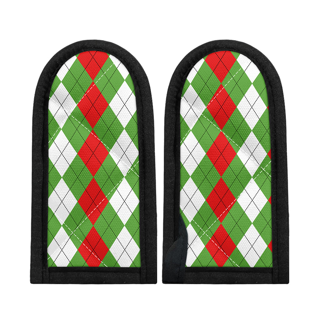 Red Green And White Argyle Pattern Print Skillet Handle Cover