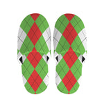 Red Green And White Argyle Pattern Print Slippers