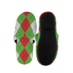 Red Green And White Argyle Pattern Print Slippers
