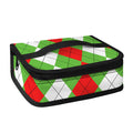Red Green And White Argyle Pattern Print Small Lunch Bag