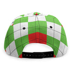 Red Green And White Argyle Pattern Print Snapback Cap