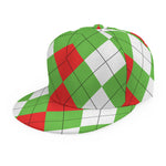 Red Green And White Argyle Pattern Print Snapback Cap