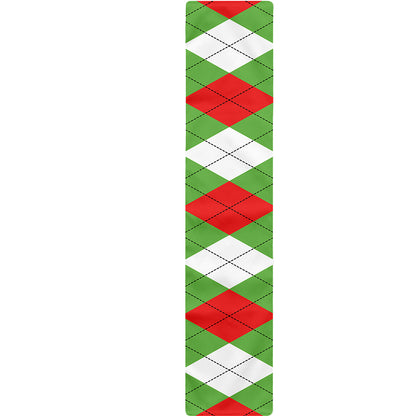 Red Green And White Argyle Pattern Print Table Runner