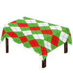 Red Green And White Argyle Pattern Print Tablecloth