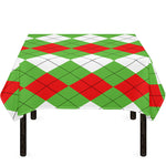 Red Green And White Argyle Pattern Print Tablecloth