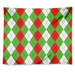 Red Green And White Argyle Pattern Print Tapestry