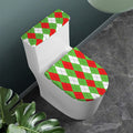 Red Green And White Argyle Pattern Print Toilet Lid And Tank Cover Set