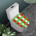 Red Green And White Argyle Pattern Print Toilet Lid Cover