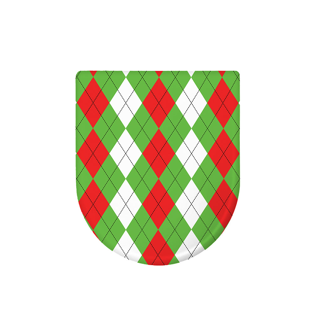 Red Green And White Argyle Pattern Print Toilet Lid Cover
