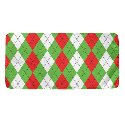 Red Green And White Argyle Pattern Print Towel