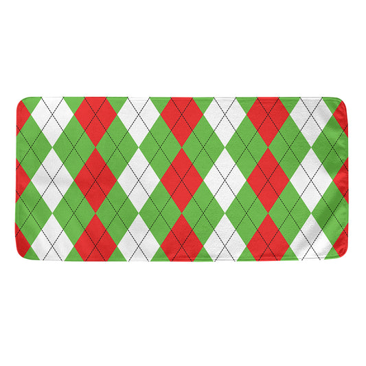 Red Green And White Argyle Pattern Print Towel