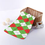 Red Green And White Argyle Pattern Print Towel