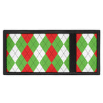Red Green And White Argyle Pattern Print Trifold Wallet