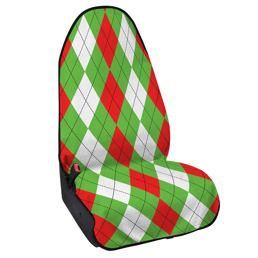 Red Green And White Argyle Pattern Print Waterproof Car Seat Cover