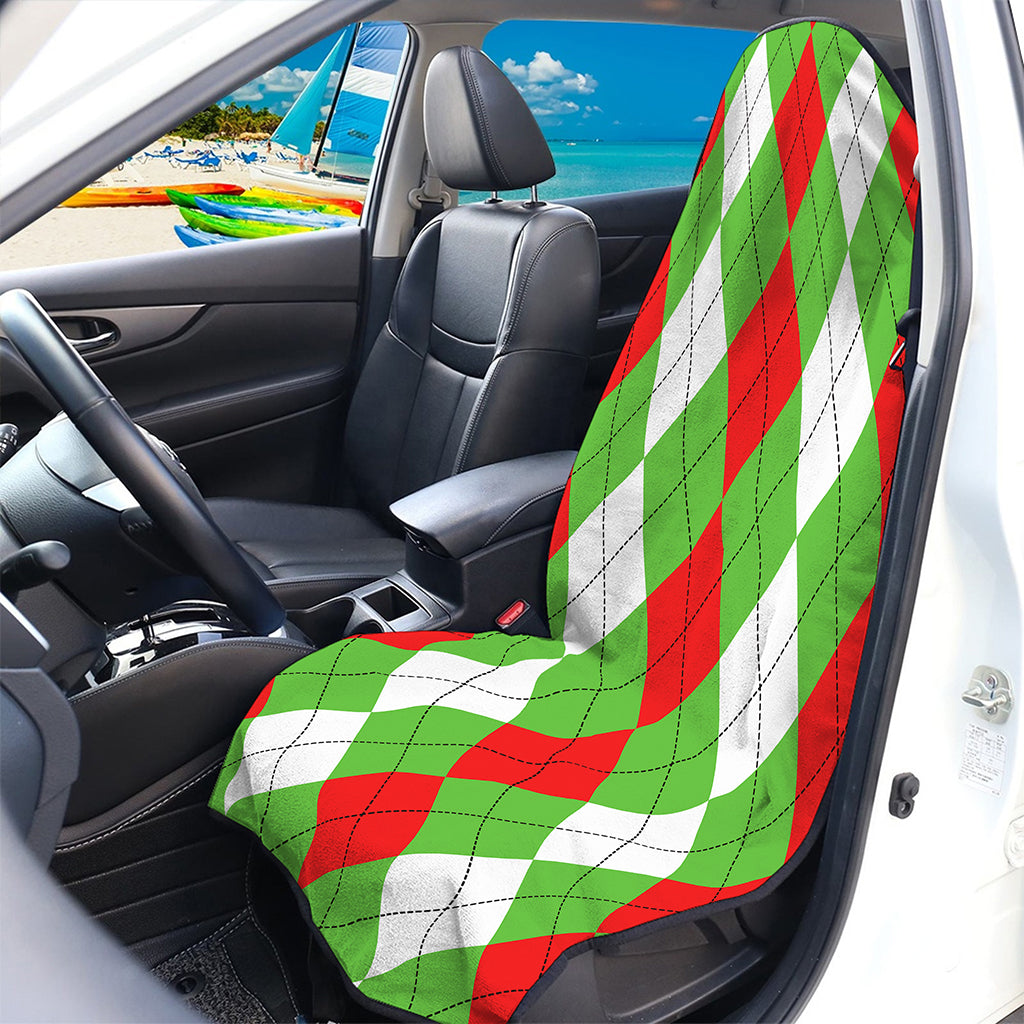 Red Green And White Argyle Pattern Print Waterproof Car Seat Cover