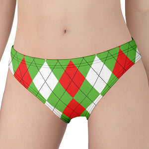 Red Green And White Argyle Pattern Print Women's Panties