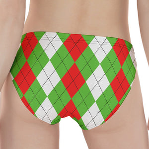 Red Green And White Argyle Pattern Print Women's Panties