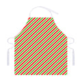 Red Green And White Candy Cane Print Adjustable Apron
