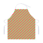 Red Green And White Candy Cane Print Adjustable Apron