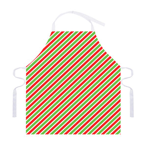 Red Green And White Candy Cane Print Adjustable Apron