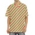Red Green And White Candy Cane Print Aloha Shirt