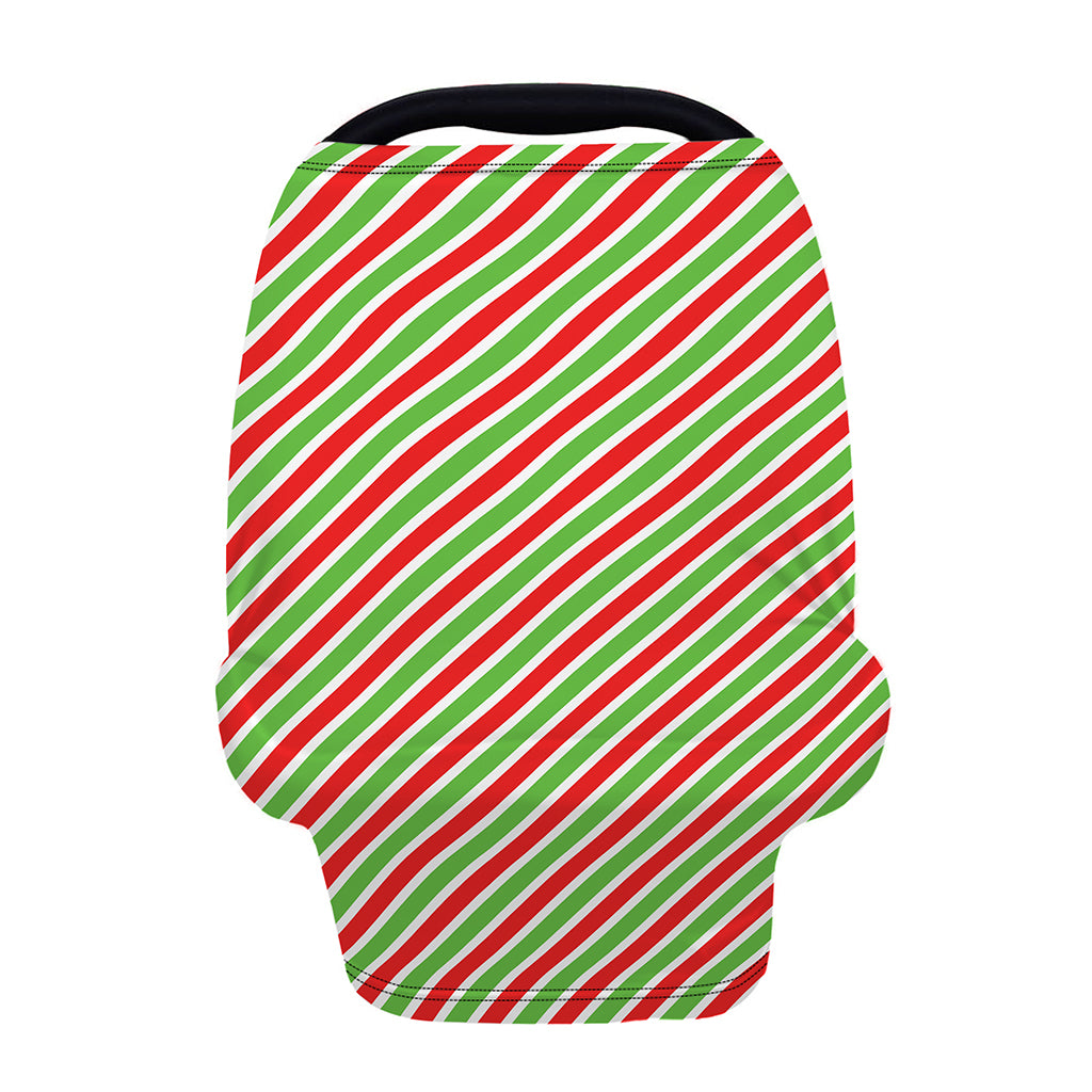 Red Green And White Candy Cane Print Baby Seat Cover