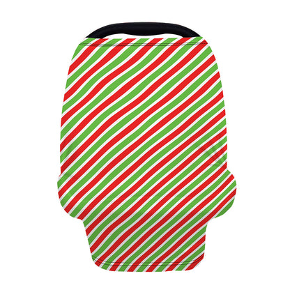 Red Green And White Candy Cane Print Baby Seat Cover