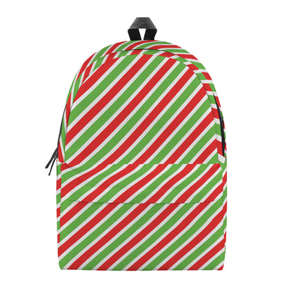 Red Green And White Candy Cane Print Backpack