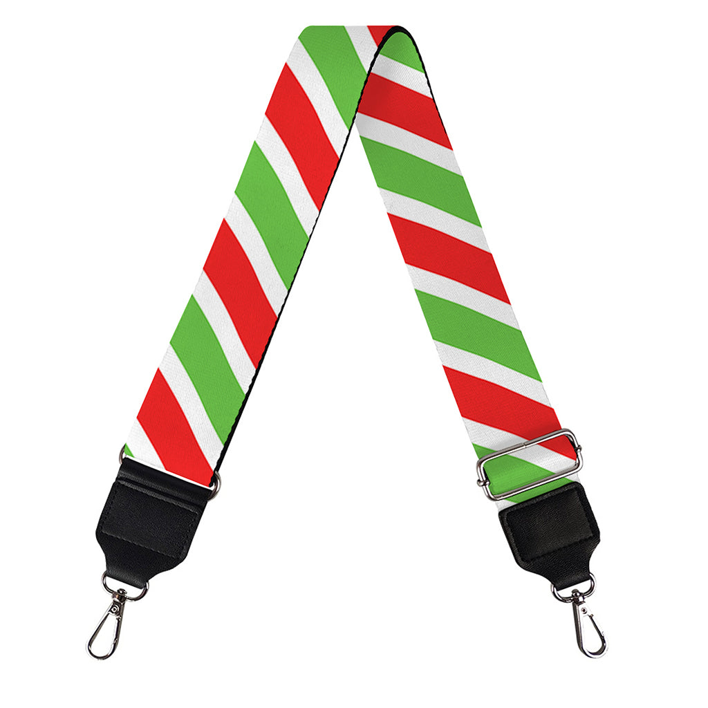 Red Green And White Candy Cane Print Bag Strap