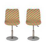Red Green And White Candy Cane Print Bar Stool Covers