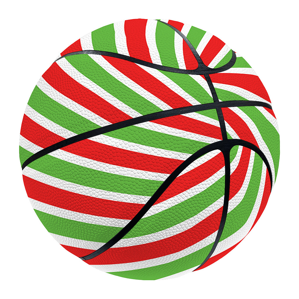Red Green And White Candy Cane Print Basketball