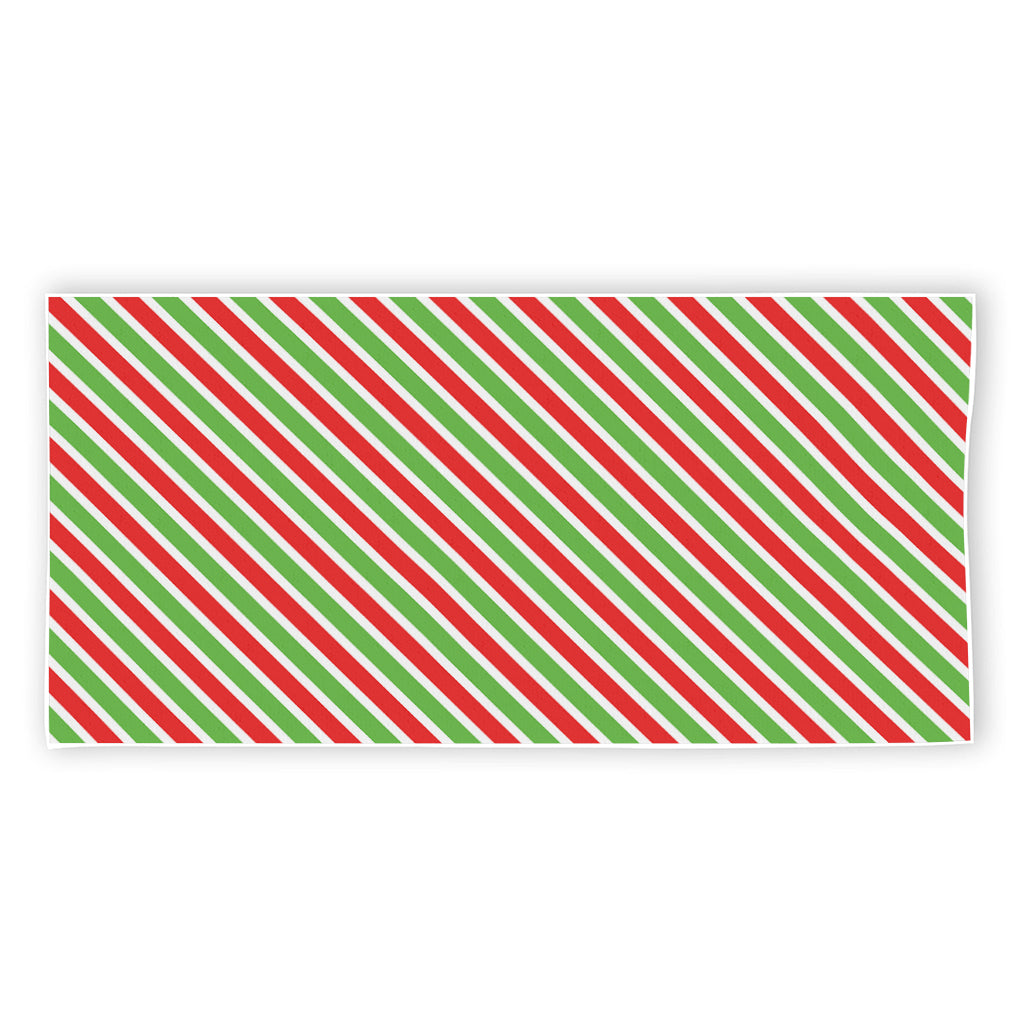 Red Green And White Candy Cane Print Beach Towel