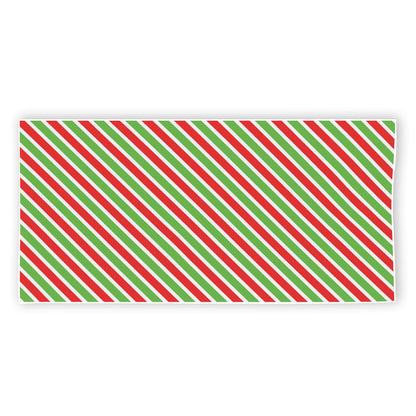 Red Green And White Candy Cane Print Beach Towel