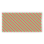 Red Green And White Candy Cane Print Beach Towel