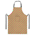Red Green And White Candy Cane Print Bib Apron With Pocket