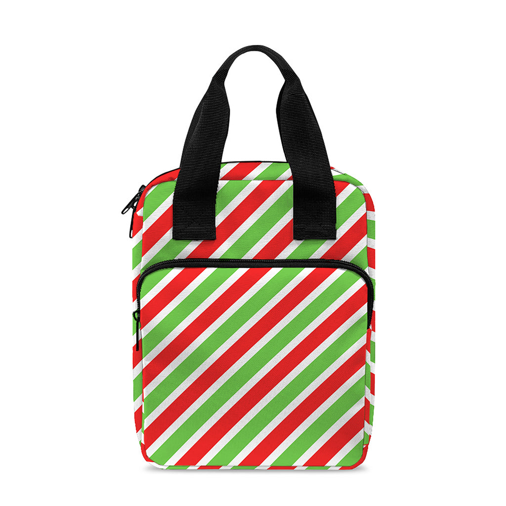 Red Green And White Candy Cane Print Bible Tote Bag