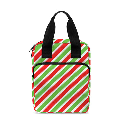 Red Green And White Candy Cane Print Bible Tote Bag