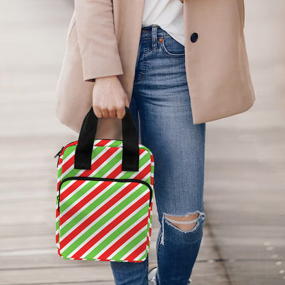 Red Green And White Candy Cane Print Bible Tote Bag