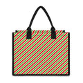 Red Green And White Candy Cane Print Canvas Tote Bag