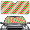 Red Green And White Candy Cane Print Car Windshield Sun Shade