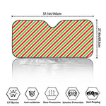 Red Green And White Candy Cane Print Car Windshield Sun Shade